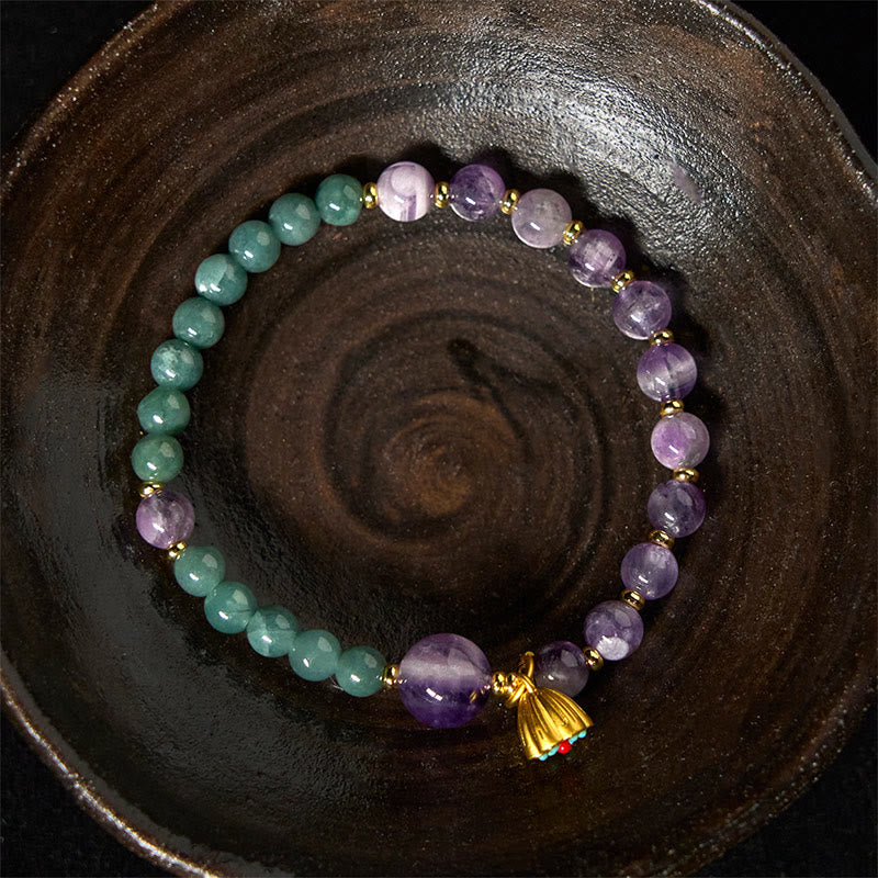Natural Lotus Amethyst Jade Balance Bracelet