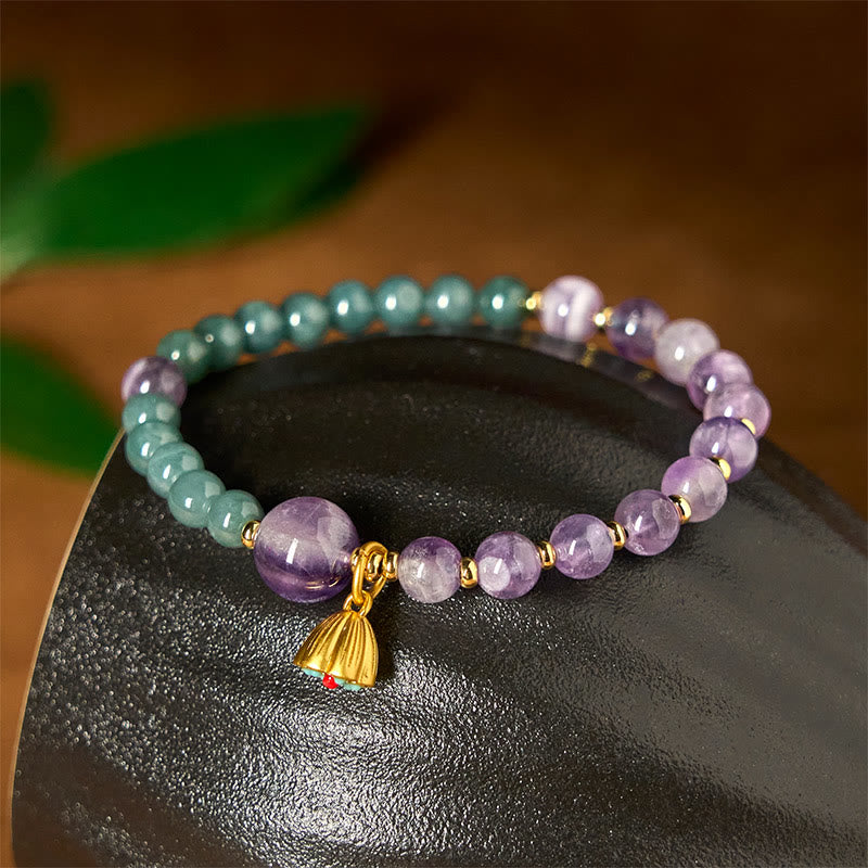 Natural Lotus Amethyst Jade Balance Bracelet