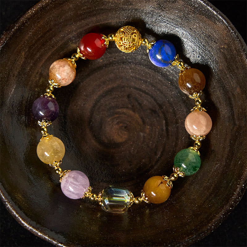 Natural Dunhuang Colorful Beads Amethyst Lazurite Balance Bracelet