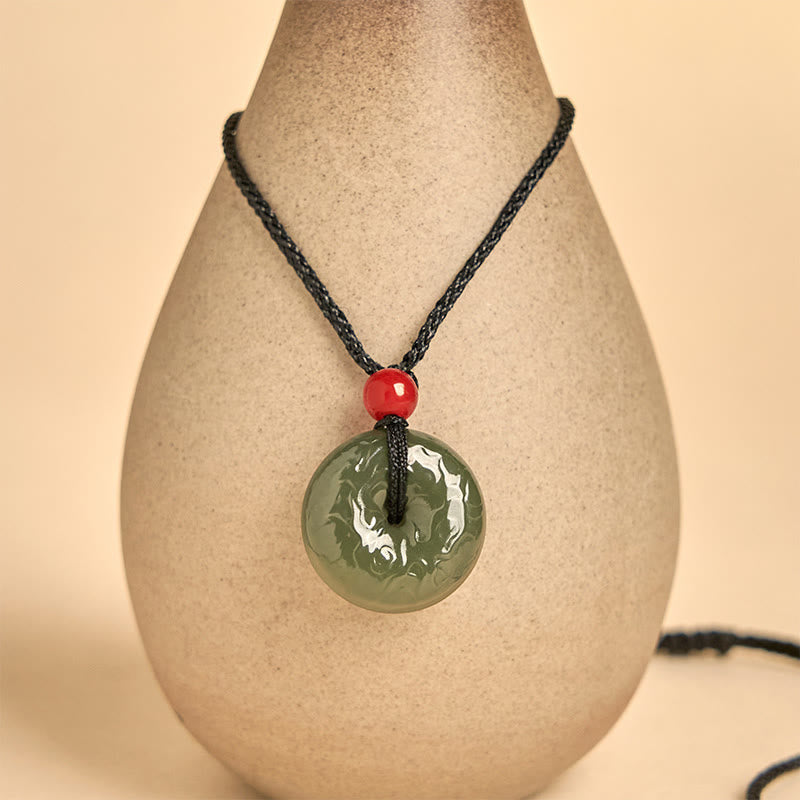 "Wishing You Peace and Safety" Peace Buckle Jade Necklace Includes Gift Message Card
