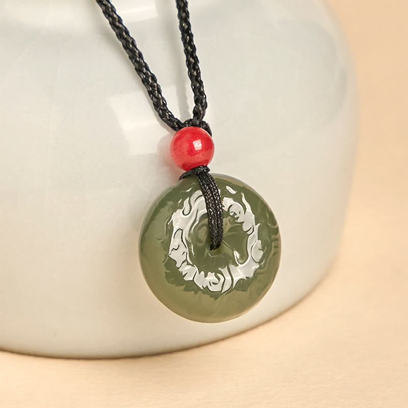 "Wishing You Peace and Safety" Peace Buckle Jade Necklace Includes Gift Message Card