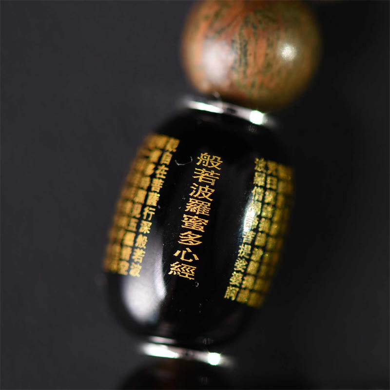 Tibetan Green Sandalwood Gold Sheen Obsidian Balance Peace Double Wrap Bracelet