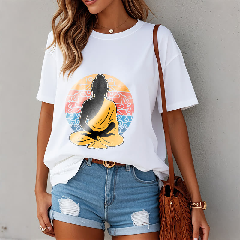 Soft Cotton Crewneck Mandala Graphic Meditation T-Shirt
