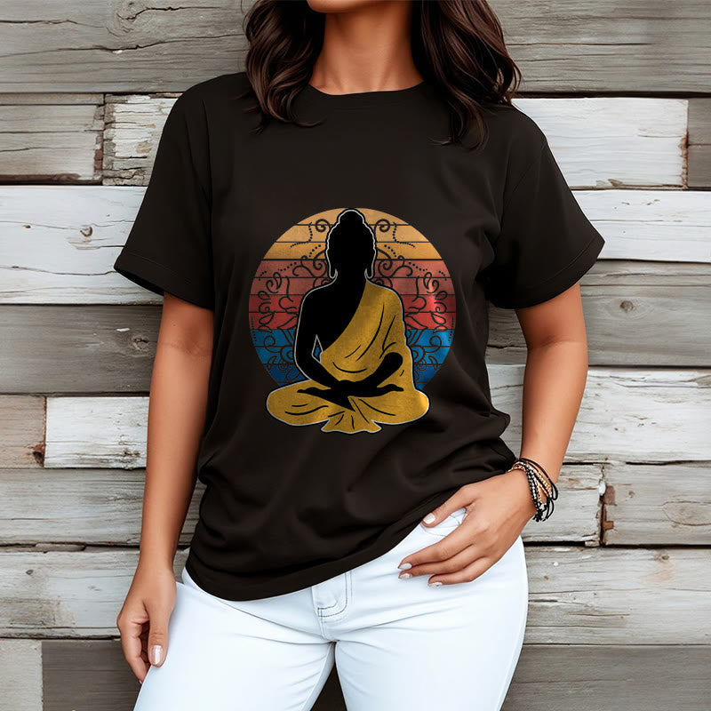 Soft Cotton Crewneck Mandala Graphic Meditation T-Shirt