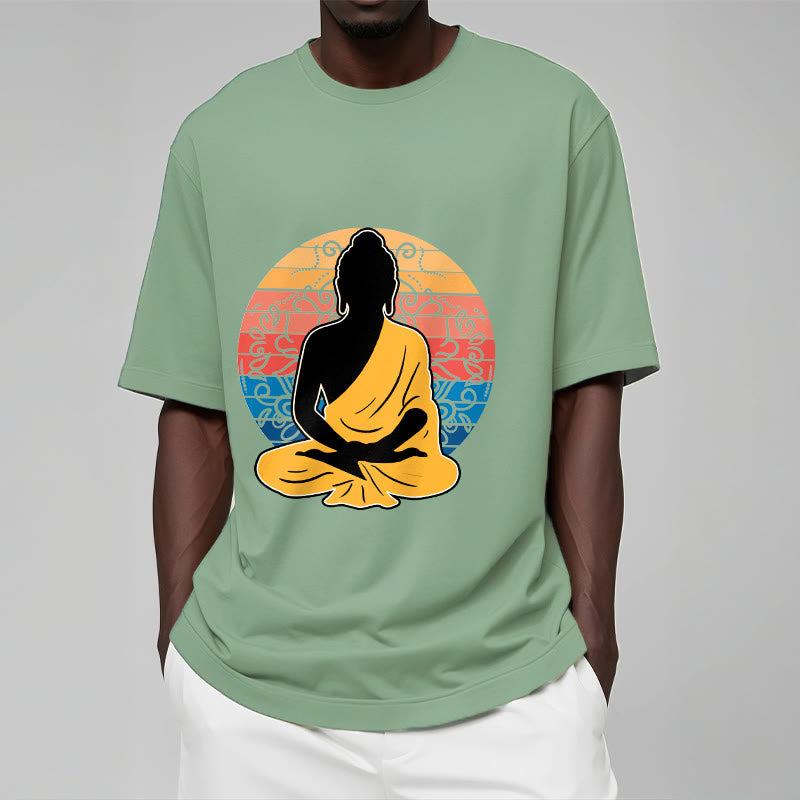 Soft Cotton Crewneck Mandala Graphic Meditation T-Shirt