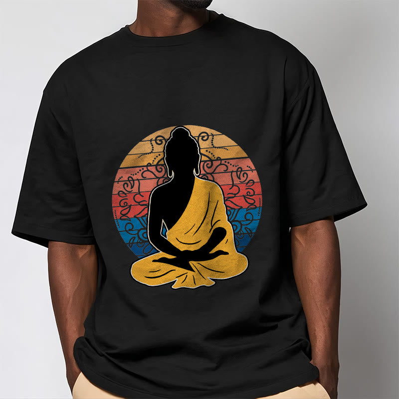 Soft Cotton Crewneck Mandala Graphic Meditation T-Shirt