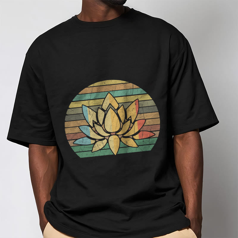 Soft Cotton Lotus Print Mindful Meditation Tee