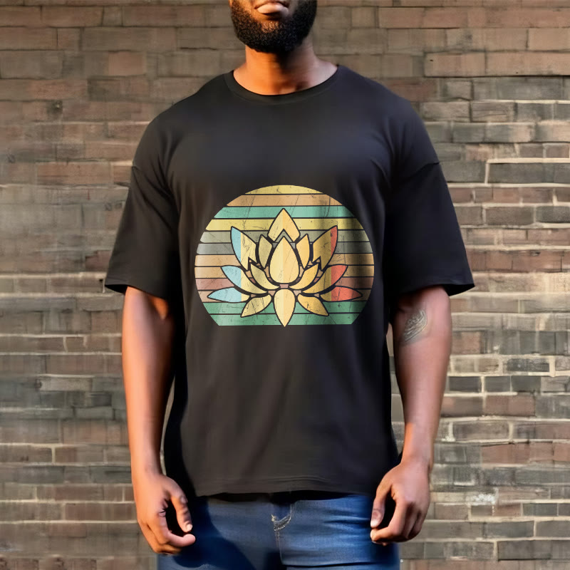 Soft Cotton Lotus Print Mindful Meditation Tee
