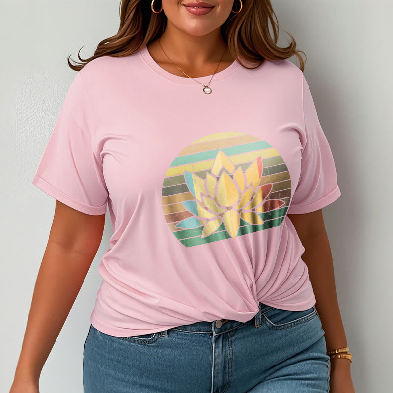 Soft Cotton Lotus Print Mindful Meditation Tee