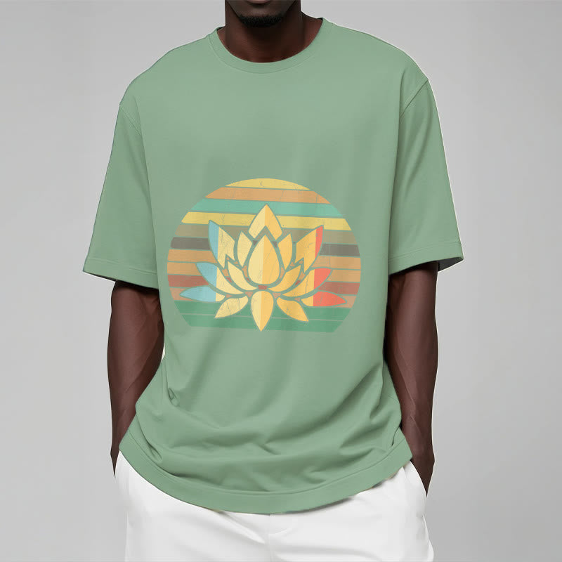 Soft Cotton Lotus Print Mindful Meditation Tee
