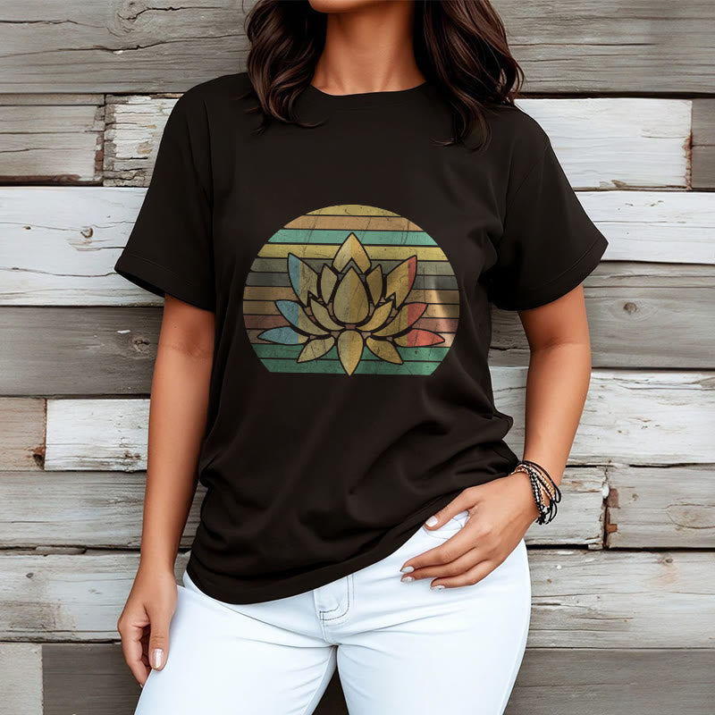 Soft Cotton Lotus Print Mindful Meditation Tee