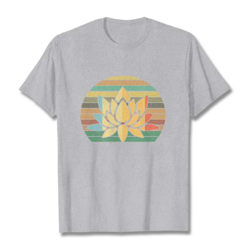 Soft Cotton Lotus Print Mindful Meditation Tee
