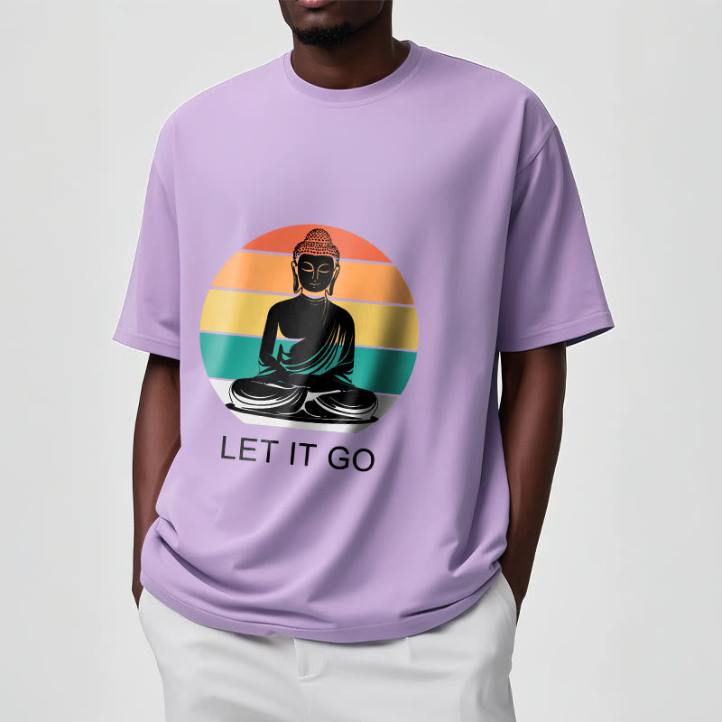 100% Cotton Let It Go Graphic Crew Neck Meditation T-Shirt