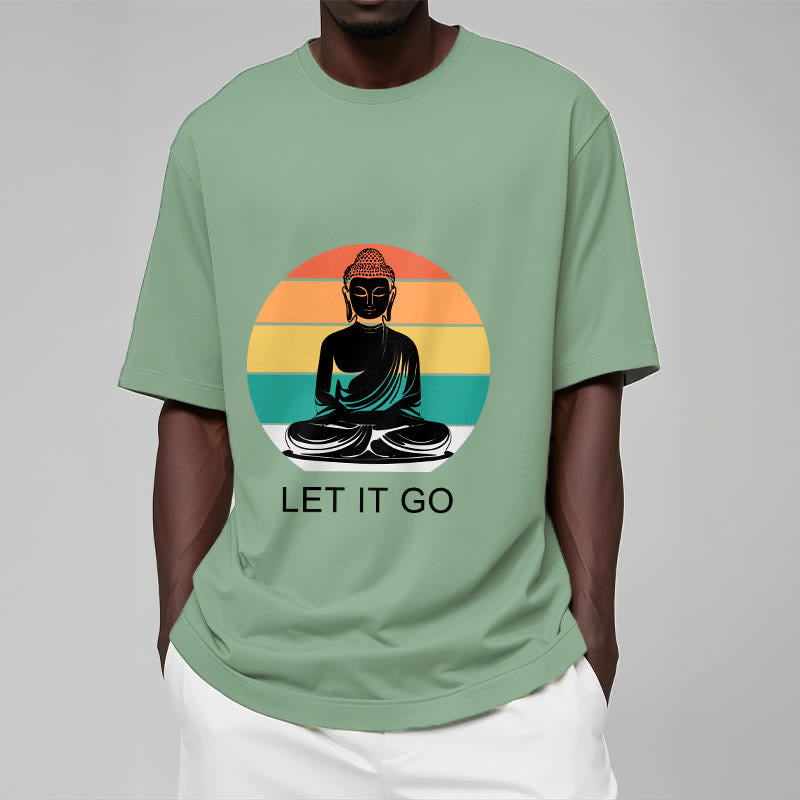 100% Cotton Let It Go Graphic Crew Neck Meditation T-Shirt