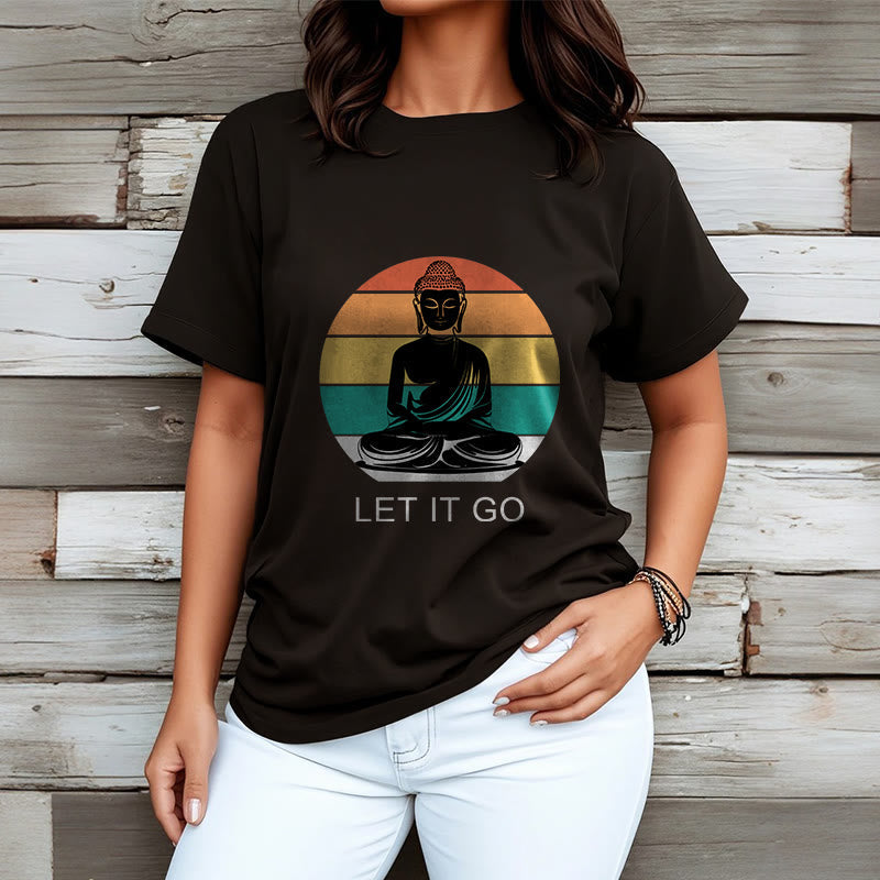 100% Cotton Let It Go Graphic Crew Neck Meditation T-Shirt