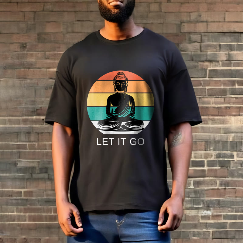 100% Cotton Let It Go Graphic Crew Neck Meditation T-Shirt