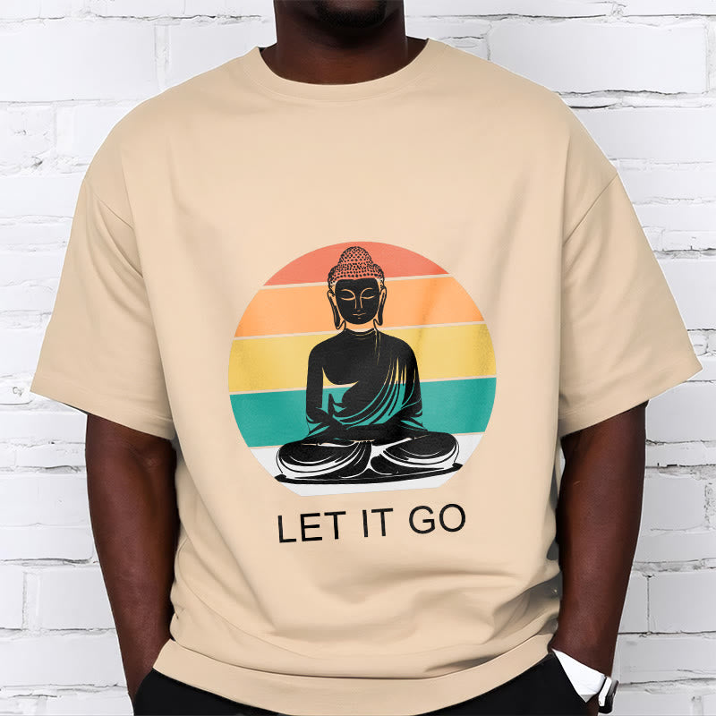 100% Cotton Let It Go Graphic Crew Neck Meditation T-Shirt