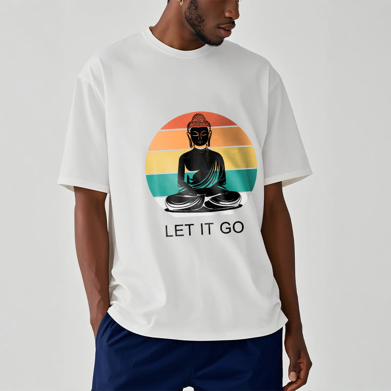 100% Cotton Let It Go Graphic Crew Neck Meditation T-Shirt