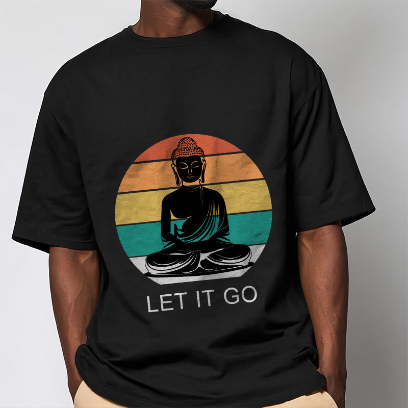 100% Cotton Let It Go Graphic Crew Neck Meditation T-Shirt