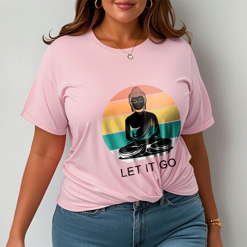 100% Cotton Let It Go Graphic Crew Neck Meditation T-Shirt