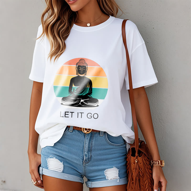 100% Cotton Let It Go Graphic Crew Neck Meditation T-Shirt