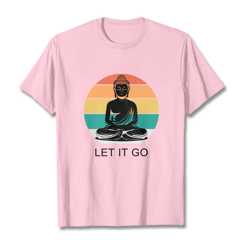100% Cotton Let It Go Graphic Crew Neck Meditation T-Shirt