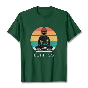 100% Cotton Let It Go Graphic Crew Neck Meditation T-Shirt