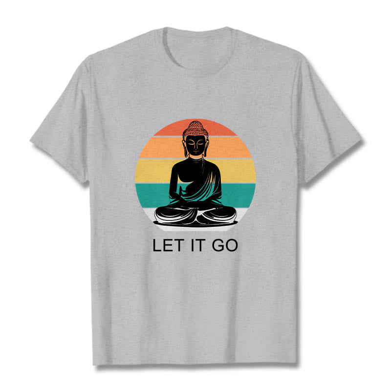 100% Cotton Let It Go Graphic Crew Neck Meditation T-Shirt