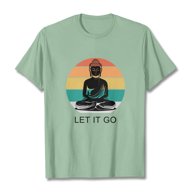 100% Cotton Let It Go Graphic Crew Neck Meditation T-Shirt