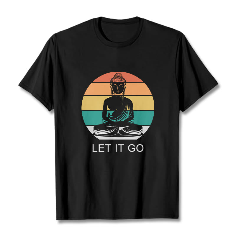 100% Cotton Let It Go Graphic Crew Neck Meditation T-Shirt