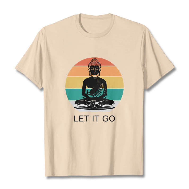 100% Cotton Let It Go Graphic Crew Neck Meditation T-Shirt