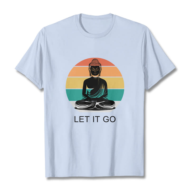 100% Cotton Let It Go Graphic Crew Neck Meditation T-Shirt