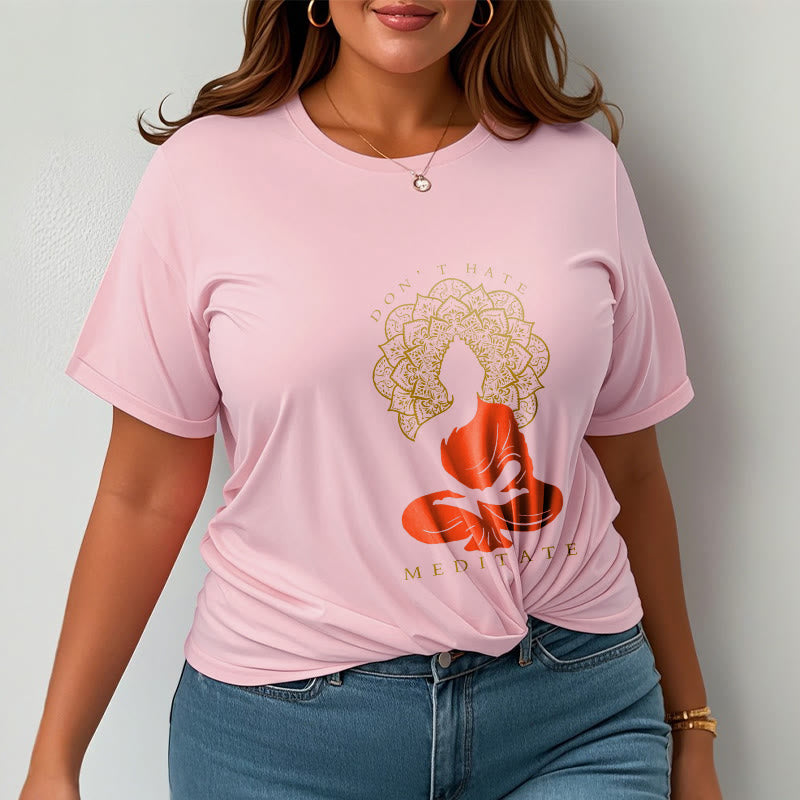 Soft Cotton Crew Neck Meditative Mandala Graphic Tee