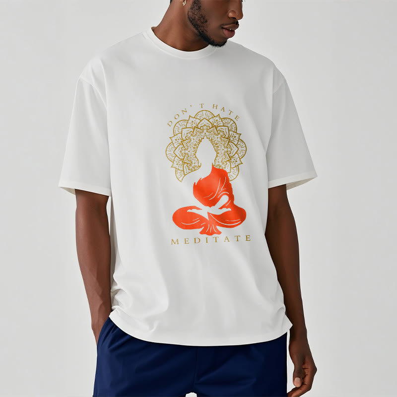 Soft Cotton Crew Neck Meditative Mandala Graphic Tee