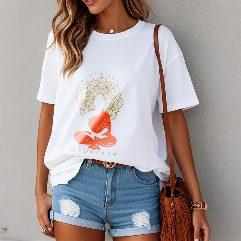 Soft Cotton Crew Neck Meditative Mandala Graphic Tee