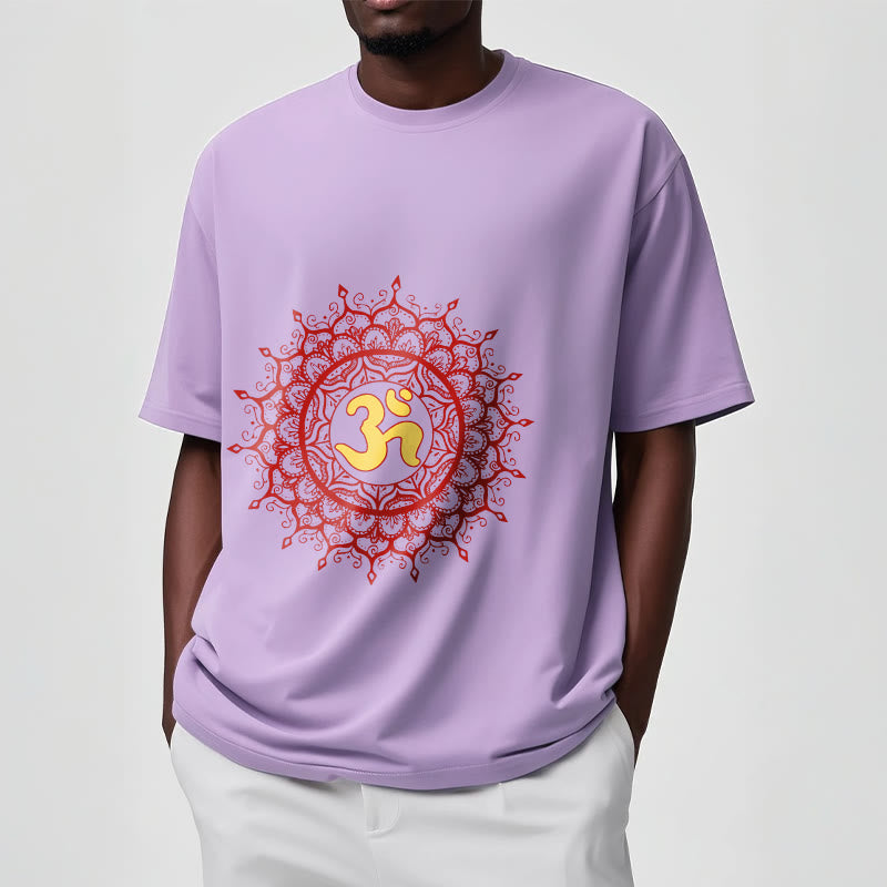 Cotton Crew-Neck Om Mandala Mindful Graphic Tee