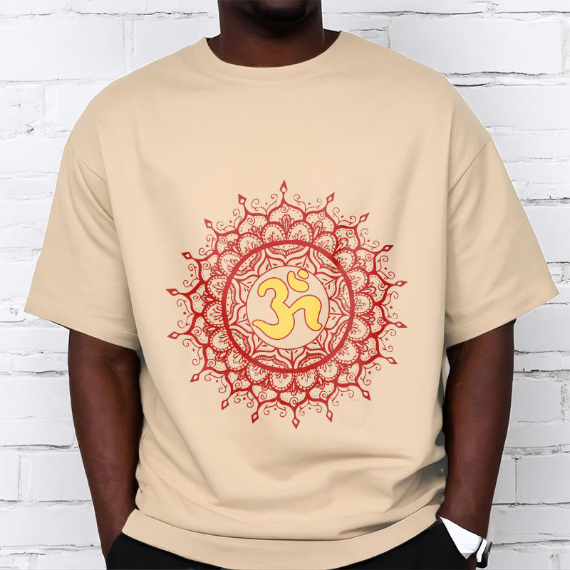 Cotton Crew-Neck Om Mandala Mindful Graphic Tee