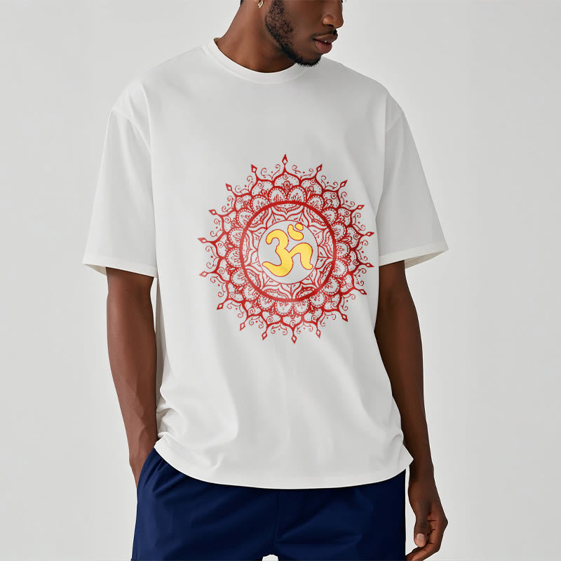 Cotton Crew-Neck Om Mandala Mindful Graphic Tee