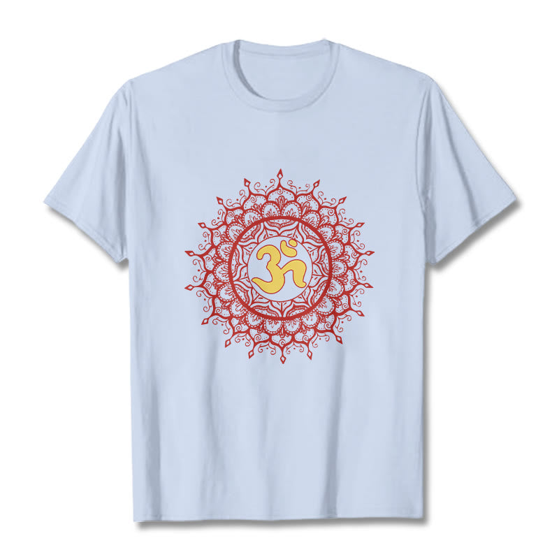 Cotton Crew-Neck Om Mandala Mindful Graphic Tee
