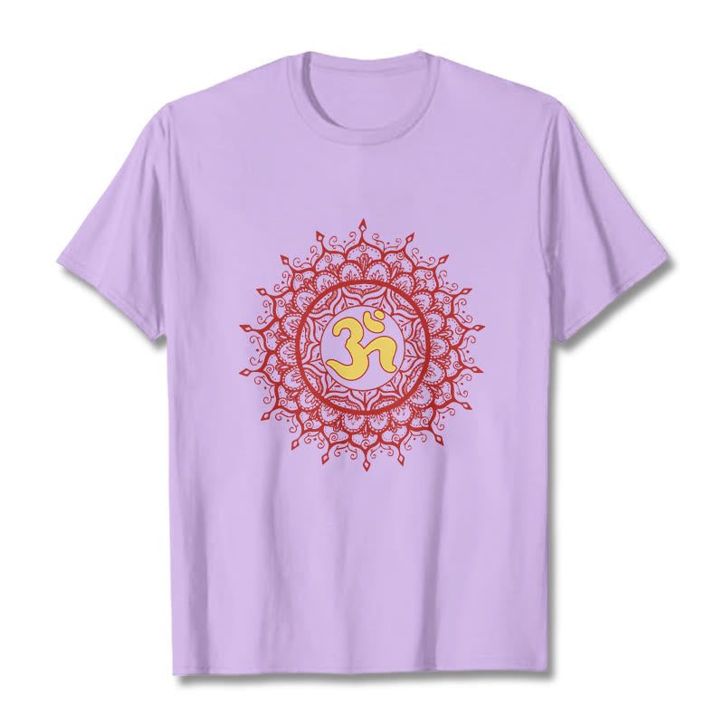 Cotton Crew-Neck Om Mandala Mindful Graphic Tee