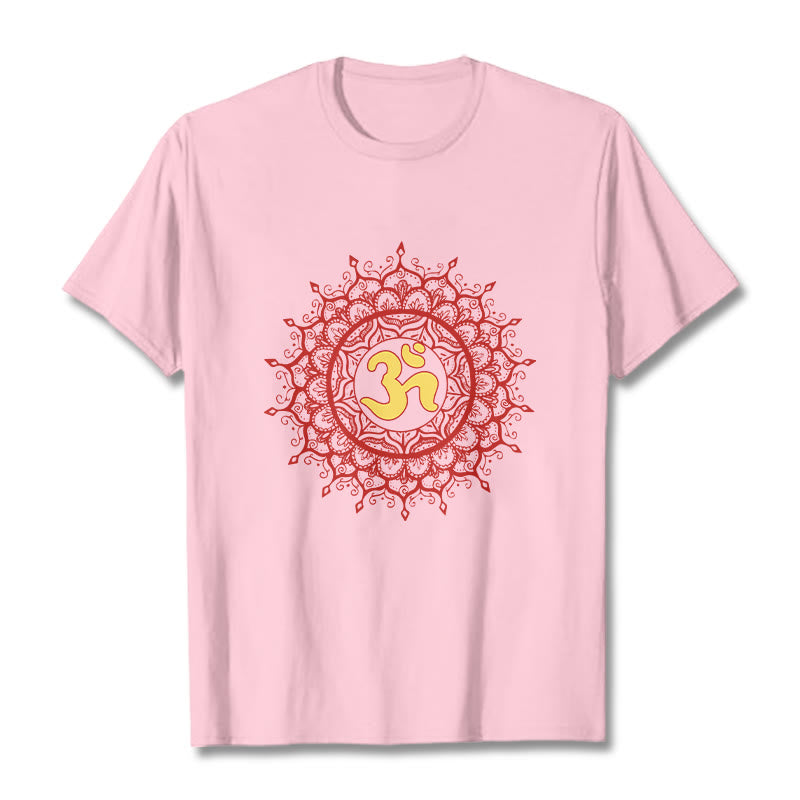 Cotton Crew-Neck Om Mandala Mindful Graphic Tee