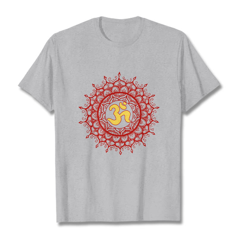 Cotton Crew-Neck Om Mandala Mindful Graphic Tee