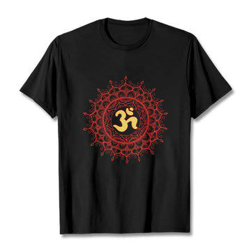 Cotton Crew-Neck Om Mandala Mindful Graphic Tee