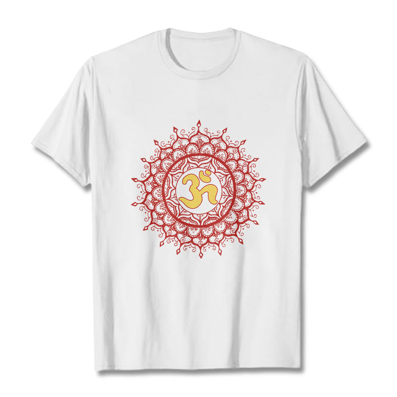 Cotton Crew-Neck Om Mandala Mindful Graphic Tee
