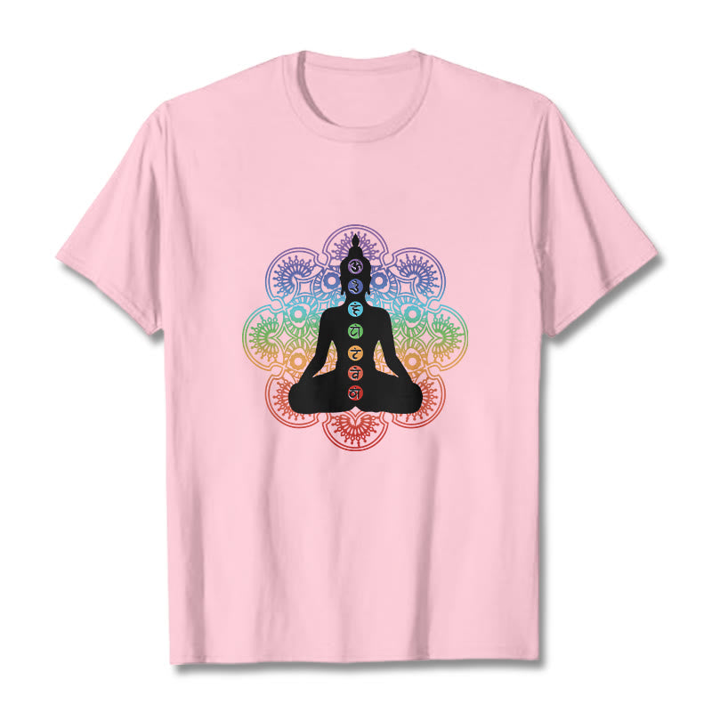 Breathable Cotton Chakra Mandala Print Meditation Tee