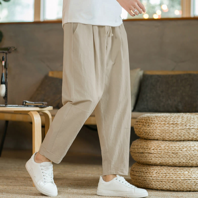 Summer Men's Cotton Pants With Pockets