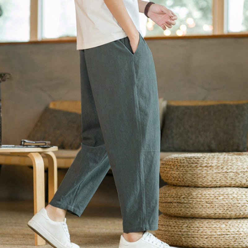 Summer Men's Cotton Pants With Pockets