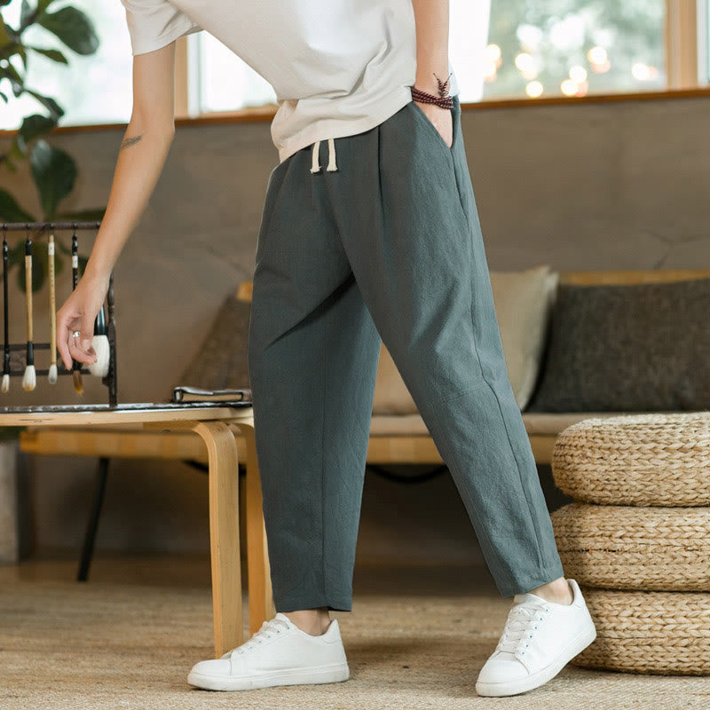 Summer Men's Cotton Pants With Pockets