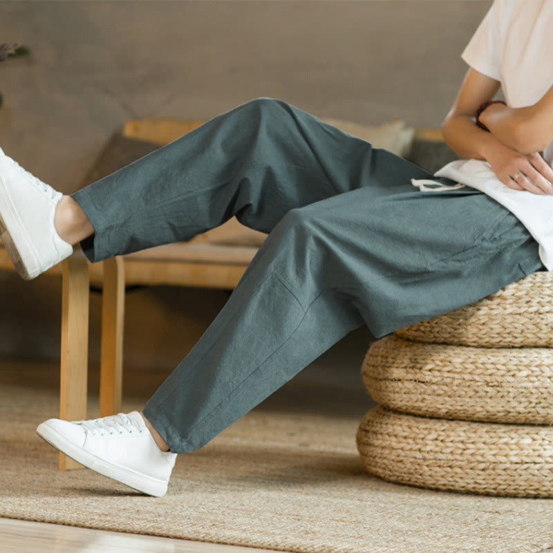Summer Men's Cotton Pants With Pockets
