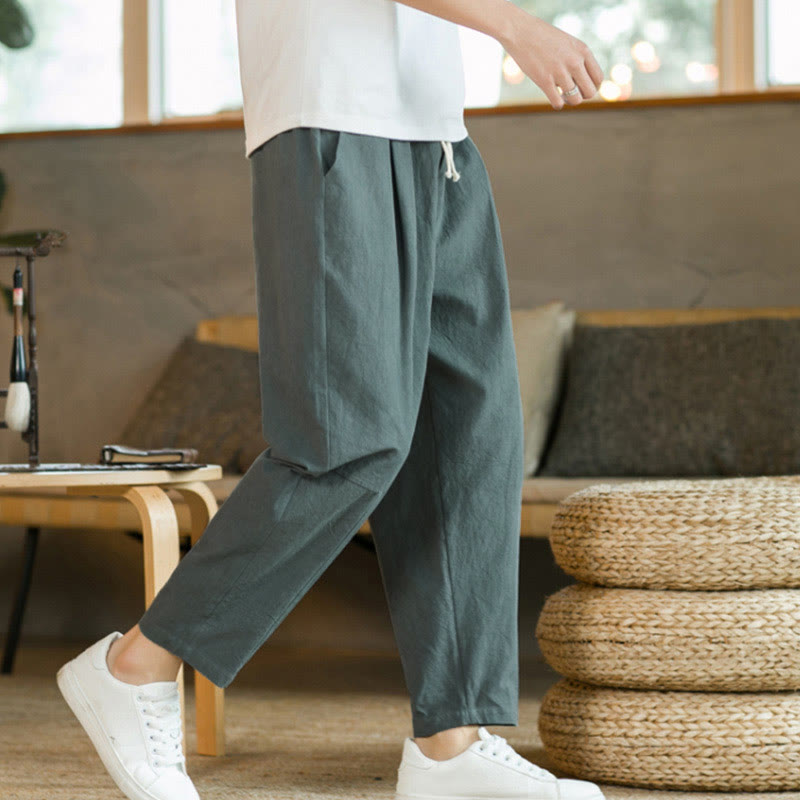 Summer Men's Cotton Pants With Pockets